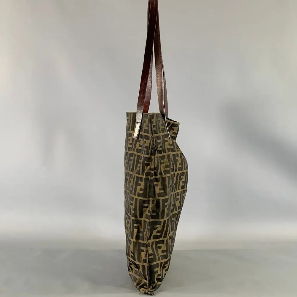 FENDI Brown Black Monogram Not Listed Tote Handbag